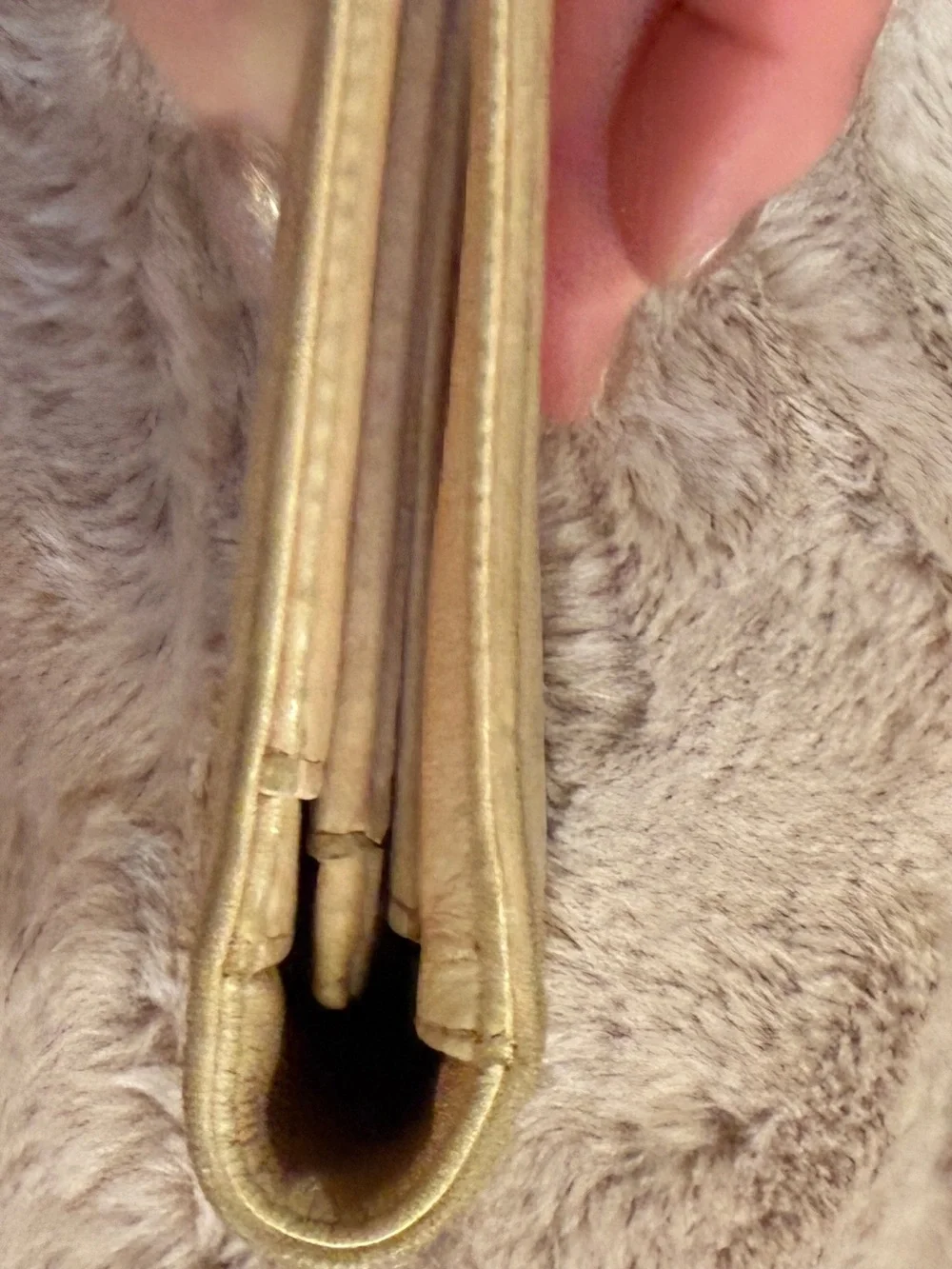 CHANEL Beige Camellia Embossed Leather Wallet with Gold CC